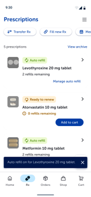 Vista previa de resurtido de la aplicación móvil CenterWell Pharmacy​​ 