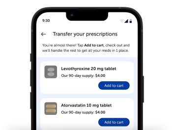 Aplicación de CenterWell Pharmacy mostrando el seguimiento de pedidos​​ 